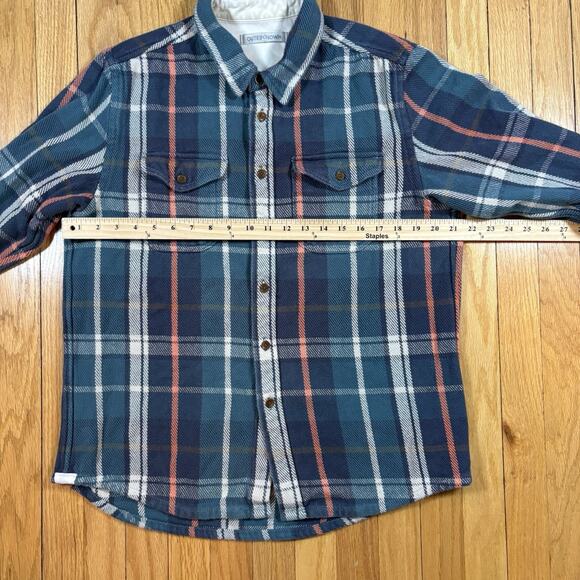 OUTERKNOWN Mens L Blanket Flannel Shirt Button Shacket Heavyweight Cotton - Picture 5 of 16